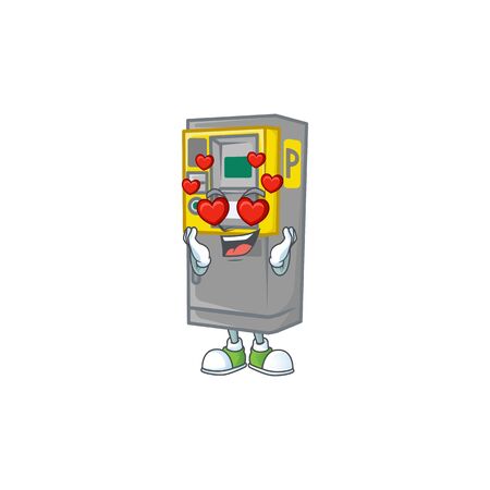 A romantic parking ticket machine cartoon mascot design styleのイラスト素材