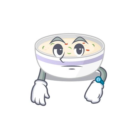 cartoon character design of steamed egg on a waiting gesture. Vector illustrationのイラスト素材