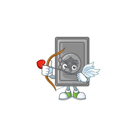 A lovely security box closed Cupid with arrow and wings. Vector illustrationのイラスト素材
