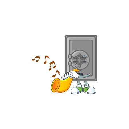 cartoon character style of security box closed playing a trumpet. Vector illustrationのイラスト素材