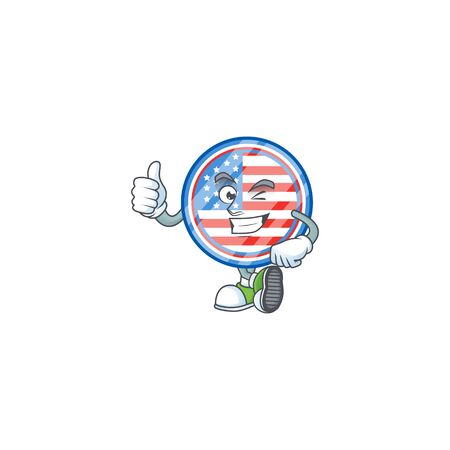 A mascot icon of circle badges USA making Thumbs up gestureのイラスト素材