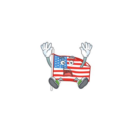 A picture of USA flag with pole cartoon design with shocking gestureのイラスト素材