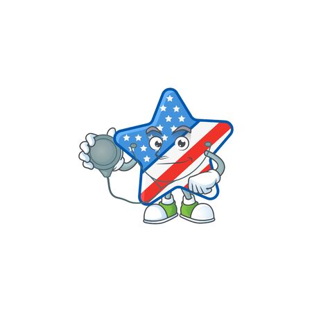 USA star mascot icon design as a Doctor working costume with toolsのイラスト素材