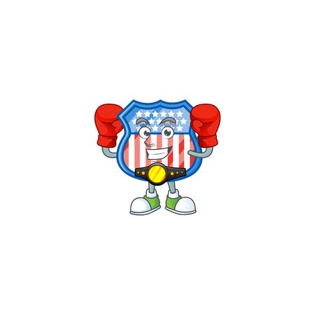 A sporty Boxing shield badges USA cartoon character design styleのイラスト素材