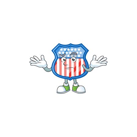 A comical Grinning shield badges USA cartoon design styleのイラスト素材