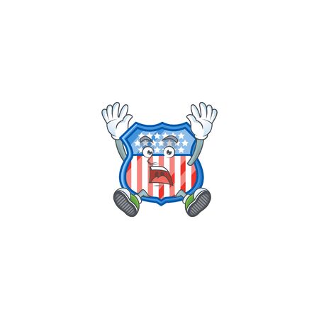 A picture of shield badges USA cartoon design with shocking gestureのイラスト素材