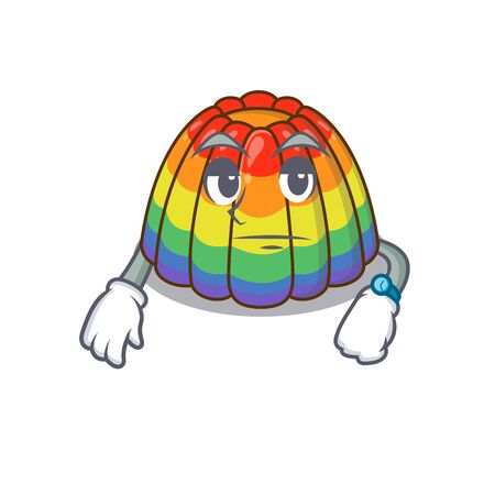 cartoon character design of rainbow jelly on a waiting gestureのイラスト素材