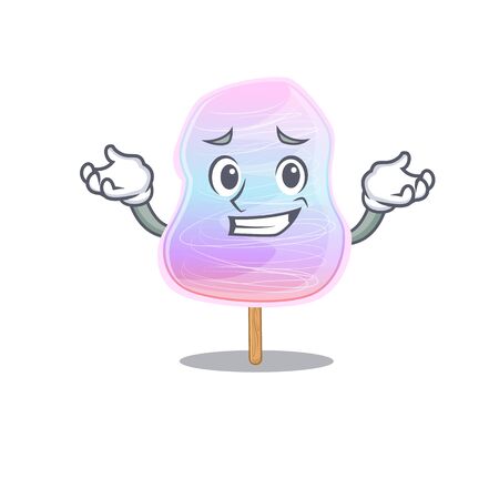 cute Grinning rainbow cotton candy mascot cartoon style. Vector illustrationのイラスト素材