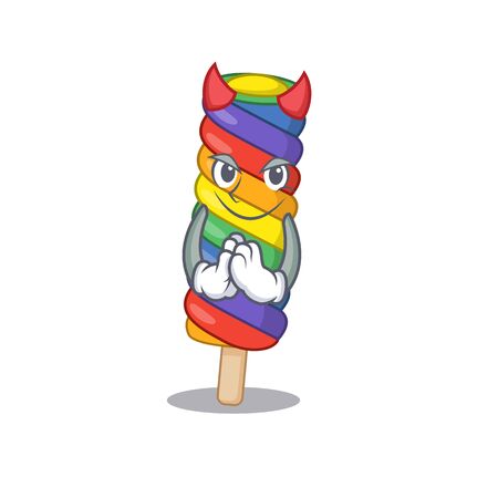 Devil rainbow ice cream Cartoon character design. Vector illustrationのイラスト素材