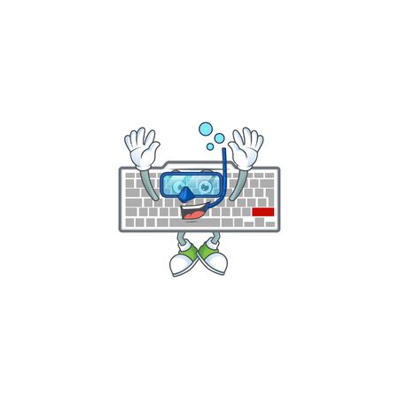 A mascot icon of white keyboard wearing Diving glassesのイラスト素材