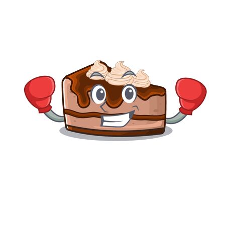 mascot character style of Sporty Boxing chocolate cheesecake. Vector illustrationのイラスト素材