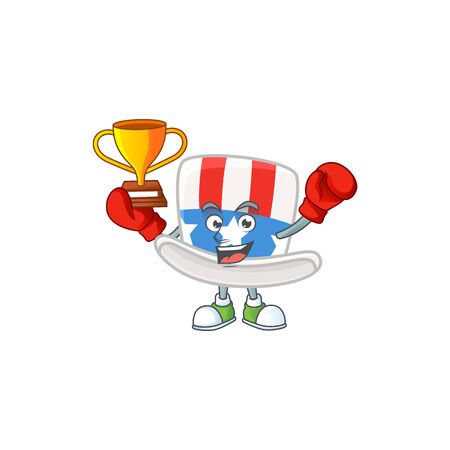 Super cool Boxing winner of uncle sam hat in mascot cartoon designのイラスト素材