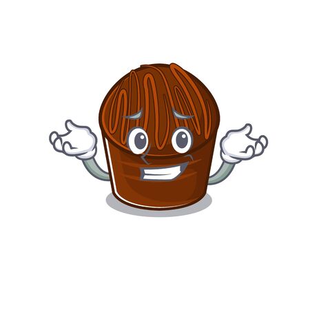 cute Grinning chocolate candy mascot cartoon style. Vector illustrationのイラスト素材