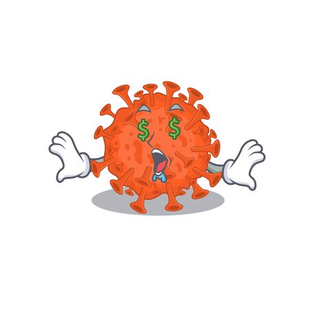 Rich electron microscope coronavirus with Money eye mascot character style. Vector illustrationのイラスト素材