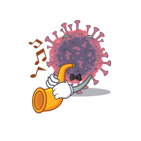 Microbiology coronavirus cartoon character design playing a trumpetのイラスト素材