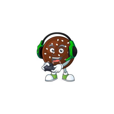 An adorable chokladboll in Sailor cartoon character with white hatのイラスト素材