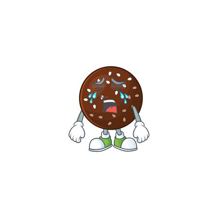 A Crying face of chokladboll cartoon character design. Vector illustrationのイラスト素材