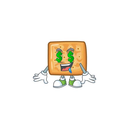 Rich crackers with Money eye mascot character concept. Vector illustrationのイラスト素材