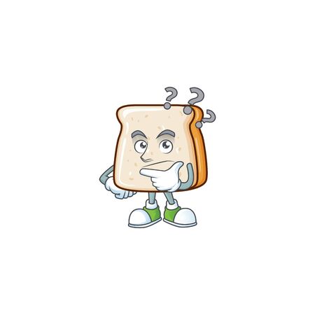 Cute slice of bread cartoon character using a microphoneのイラスト素材
