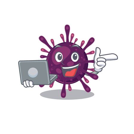 An icon of smart coronavirus kidney failure working with laptopのイラスト素材