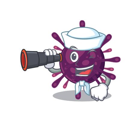 Coronavirus kidney failure in Sailor cartoon character design with binocularのイラスト素材