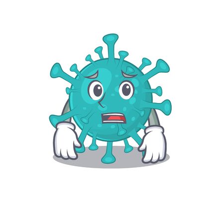 Cartoon picture of corona zygote virus showing anxious faceのイラスト素材