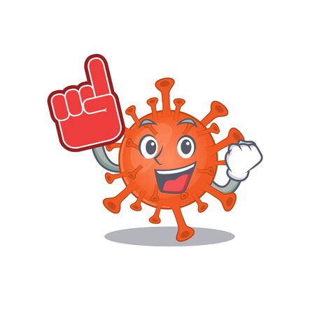 Deadly corona virus mascot cartoon style with Foam fingerのイラスト素材
