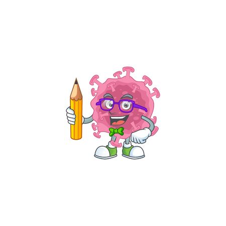 Corona virus parasite clever student character using a pencilのイラスト素材