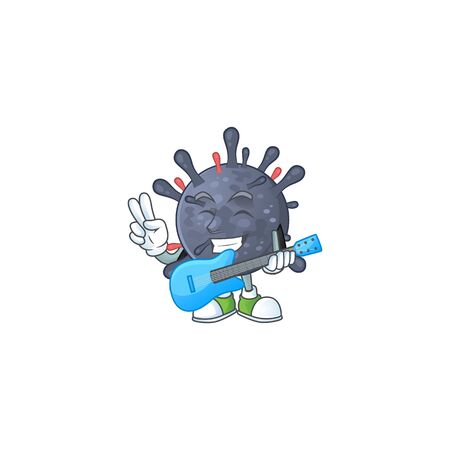 Supper talented coronavirus epidemic cartoon design with a guitarのイラスト素材