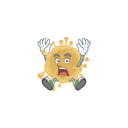 A stunning coronavirus particle cartoon character with happy faceのイラスト素材