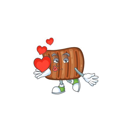 A romantic cartoon character of roasted beef with a heartのイラスト素材