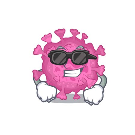 Super cool corona virus organic mascot character wearing black glasses. Vector illustrationのイラスト素材