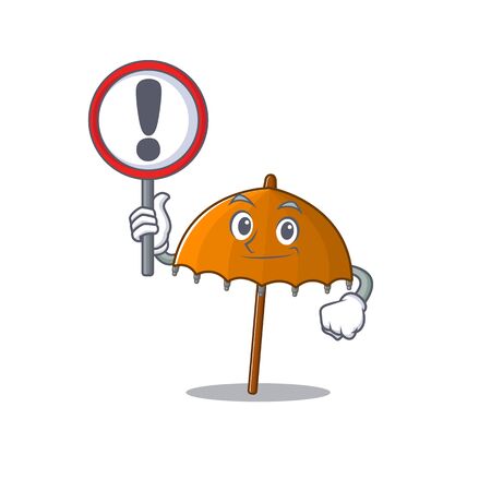 Cheerful cartoon style of orange umbrella holding a sign. Vector illustrationのイラスト素材