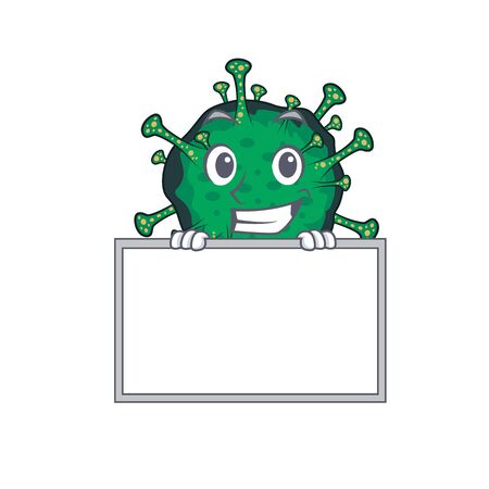 Smiley bat coronavirus cartoon character style bring board. Vector illustrationのイラスト素材