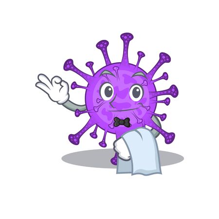 A design of bovine coronavirus cartoon character working as waiterのイラスト素材