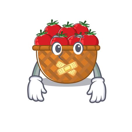Tomato basket mascot cartoon character design with silent gestureのイラスト素材