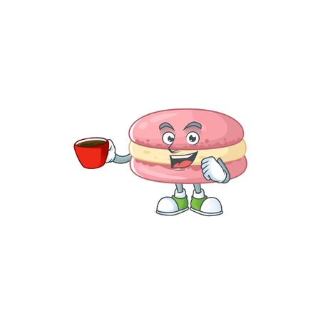 Strawberry macarons mascot design style showing an Okay gesture. Vector illustrationのイラスト素材