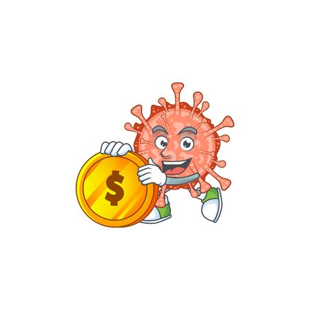mascot cartoon character style of bulbul coronavirus showing one finger gestureのイラスト素材
