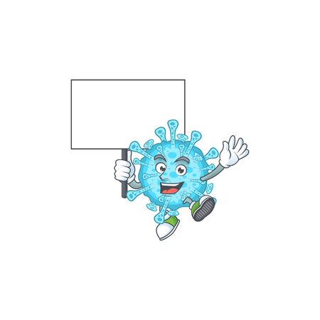 Sweet fever coronavirus cartoon character bring a boardのイラスト素材