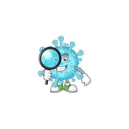 Cool and Smart fever coronavirus Detective mascot design styleのイラスト素材