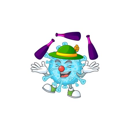 Fever coronavirus cartoon character concept love playing Jugglingのイラスト素材