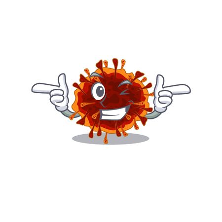Smiley delta coronavirus cartoon design style showing wink eye. Vector illustrationのイラスト素材