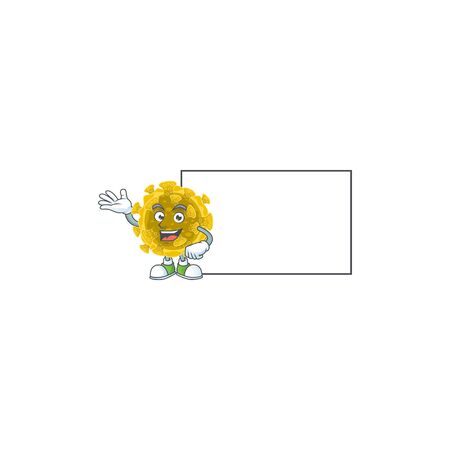 Infectious coronavirus with board cartoon mascot design styleのイラスト素材