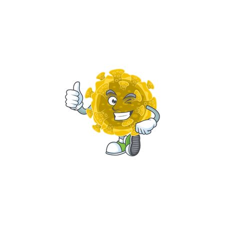 Infectious coronavirus cartoon character making Thumbs up fingerのイラスト素材