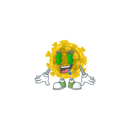 Rich infectious coronavirus with Money eye mascot character conceptのイラスト素材