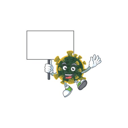 Sweet new coronavirus cartoon character bring a board. Vector illustrationのイラスト素材