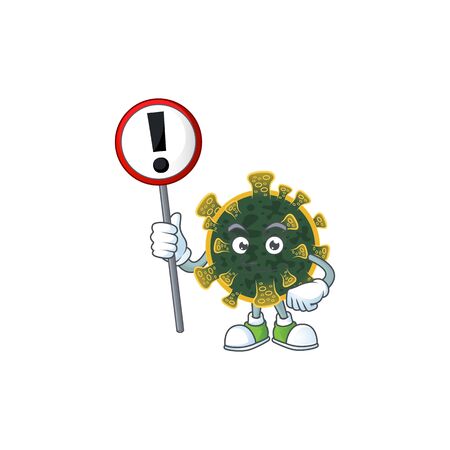 Smiling cartoon design of new coronavirus with a signのイラスト素材