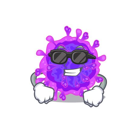 Super cool alpha coronavirus mascot character wearing black glassesのイラスト素材