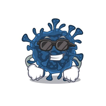 Super cool decacovirus mascot character wearing black glasses. Vector illustrationのイラスト素材