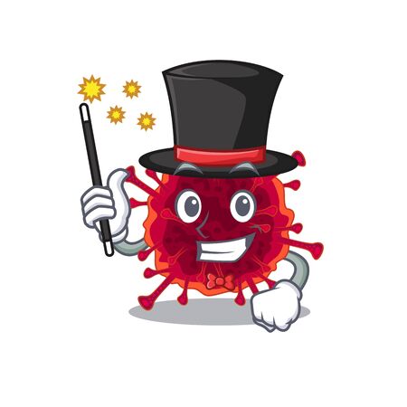 Charming pedacovirus cartoon design performance as a Magician style. Vector illustrationのイラスト素材